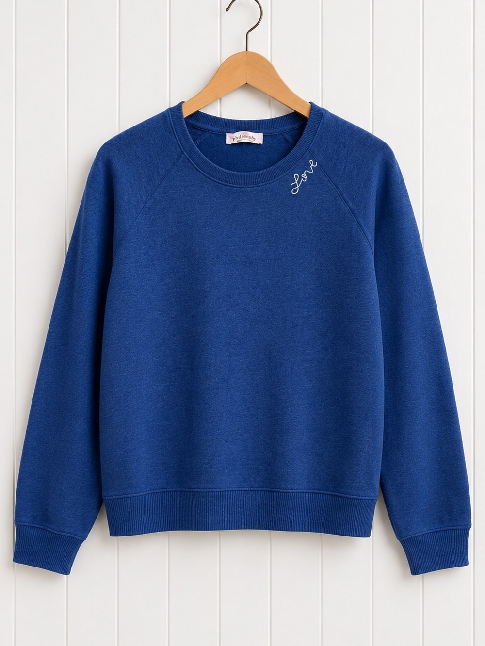 Philosophy Woman Embroidered Love Blue Crewneck Sweatshirt XXL
